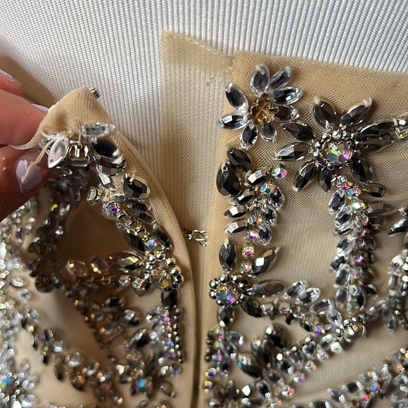 Faviana Glamour Rhinestone Nude Black Dress Gown Prom Wedding Formal NWT 8 - Picture 10 of 13